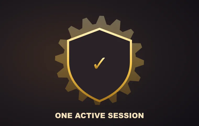 Gold shield with a tick for MonsterWin account security and one active session