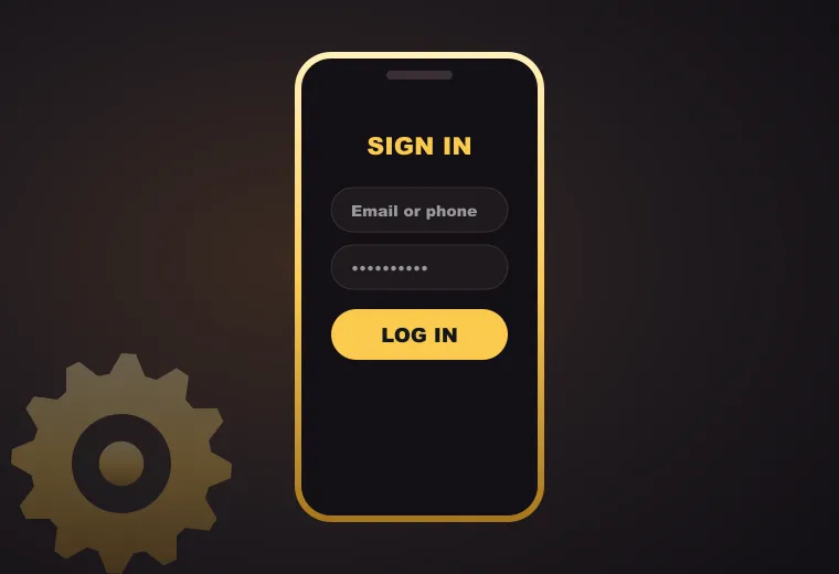 Phone showing the MonsterWin casino login form with email or phone and a hidden password
